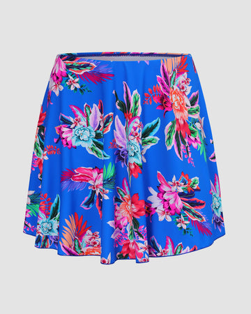 Sky Blue Floral Multi Way Cover-Up Beach Skirt With Panty